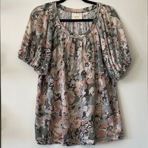 Maeve by Anthropologie|Pink/Sage Green Floral Blouse|XL|GUC **Read description
